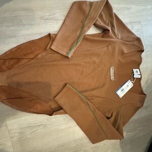 Adidas Tan Bodysuit with Green Trim